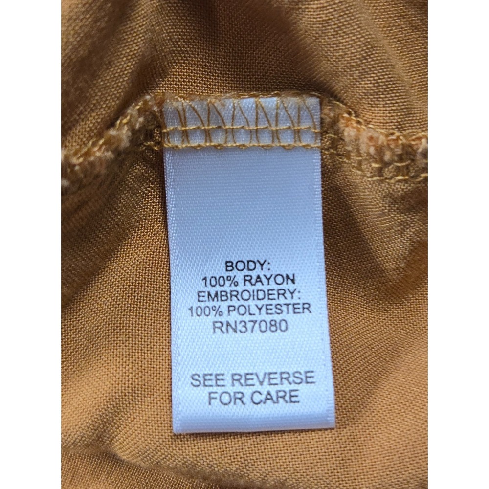 Spiced Orange Boho Embroidered Bell Sleeve Peasant Top Sz 26/28 Floral Hippie - Picture 14 of 15